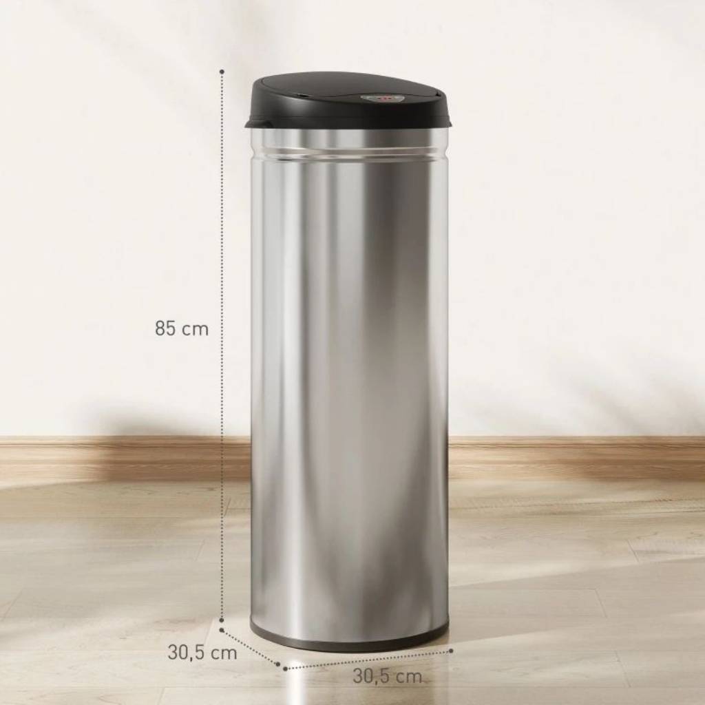poubelle inox 50 L automatique capteur infrarouge InoxiSense dimensions
