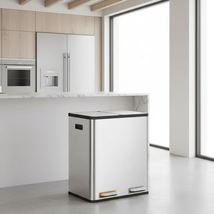 Poubelle pour tri selectif 2 compartiments 30L pédale ColorSort Duo60L