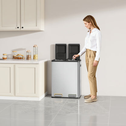 Poubelle pour tri selectif pédales colorées bacs amovibles pratique ColorSort