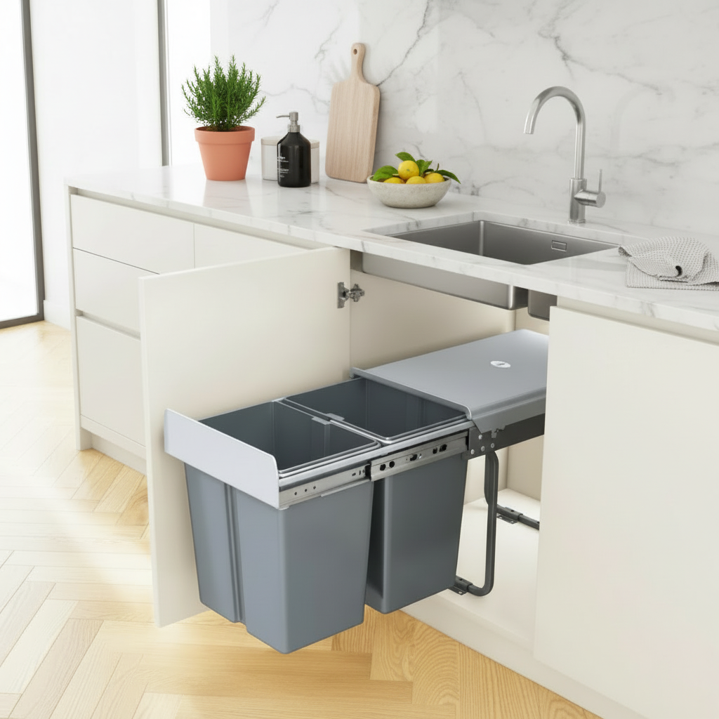 Poubelle sous évier coulissante double bac amovible SlideBin Duo40L