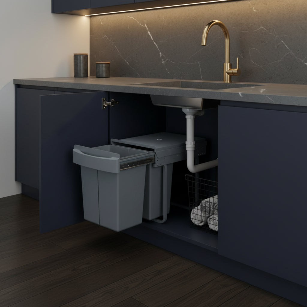 Poubelle sous évier coulissante tri sélectif 2x20L SlideBin Duo40L
