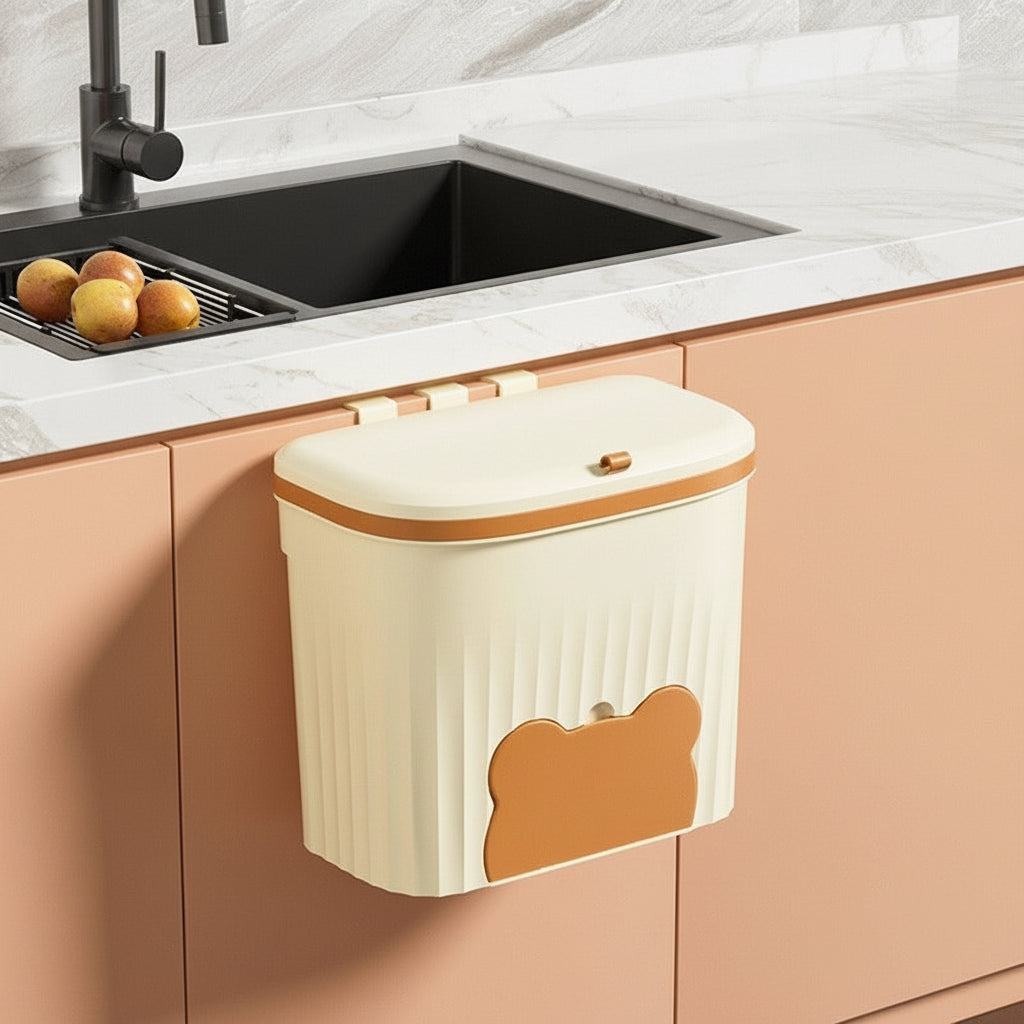 Poubelle sous evier cuisine 8,5L creme capacité optimale rangement CuisineNette