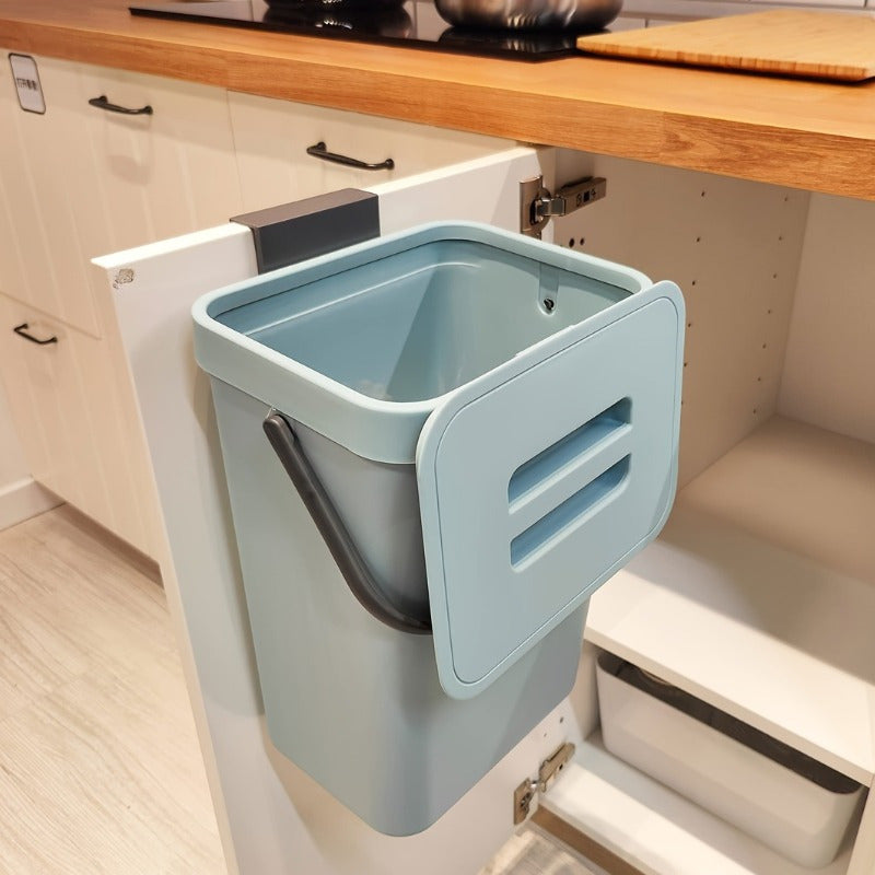 Poubelle sous evier fixation murale compacte pratique bleue HangBin Pastel