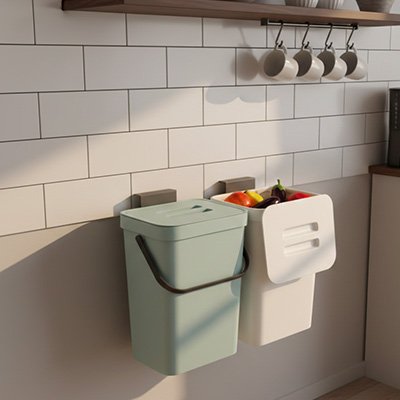 Poubelle sous evier murale sans perçage blanc bleu HangBin Pasel