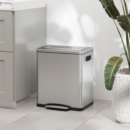 Poubelle tri 2 compartiments 15L acier inoxydable argenté TriSilver30L