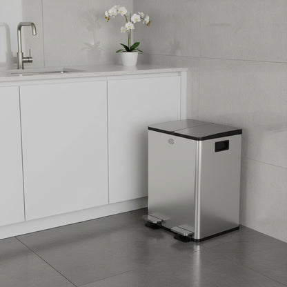 Poubelle tri selectif 2 bacs 20L inox argenté DuoPure 40L