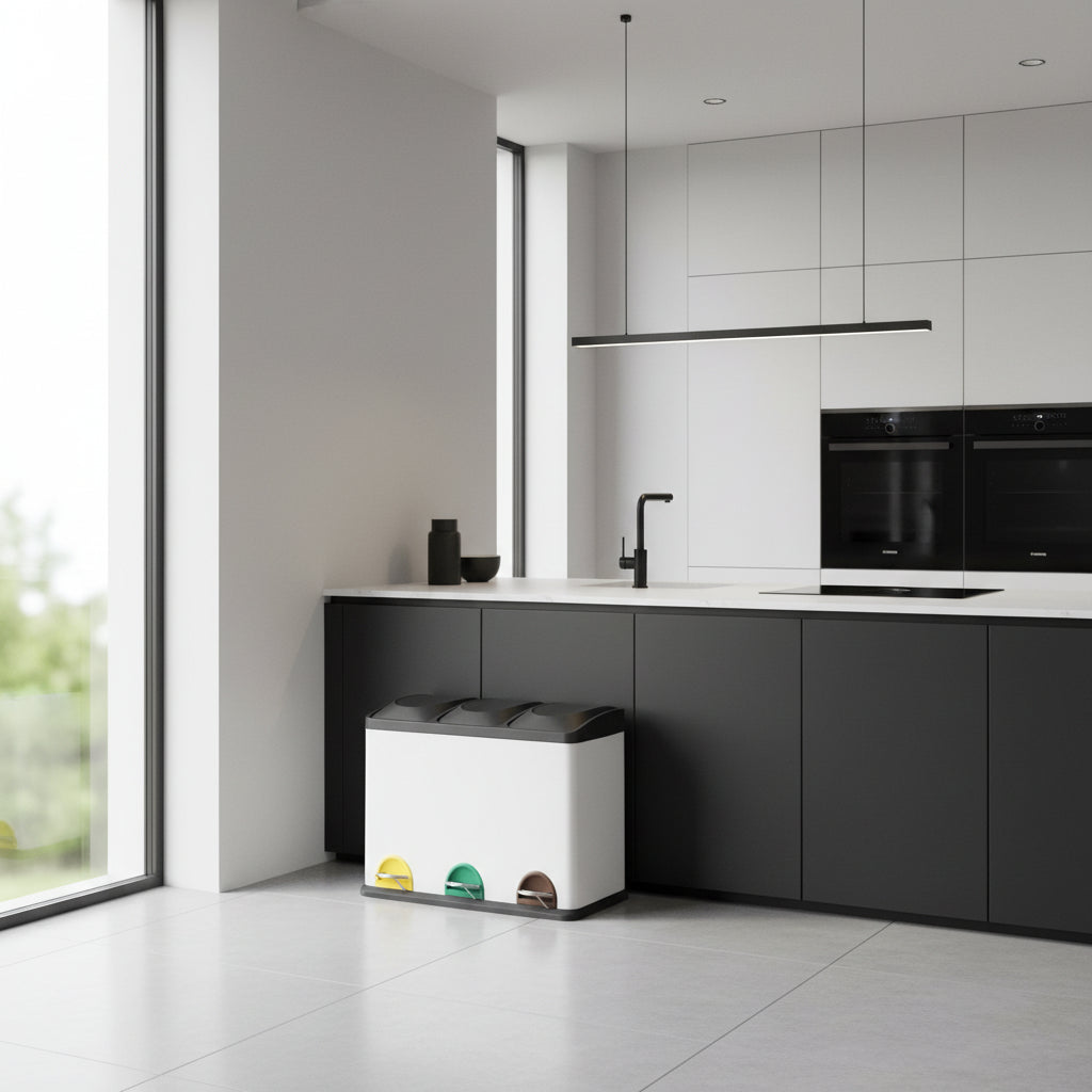 poubelle tri selectif cuisine 45L capacite XXL inox TriHarmonyPlus