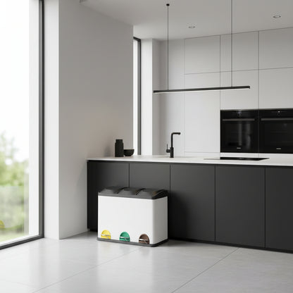 poubelle tri selectif cuisine 45L capacite XXL inox TriHarmonyPlus