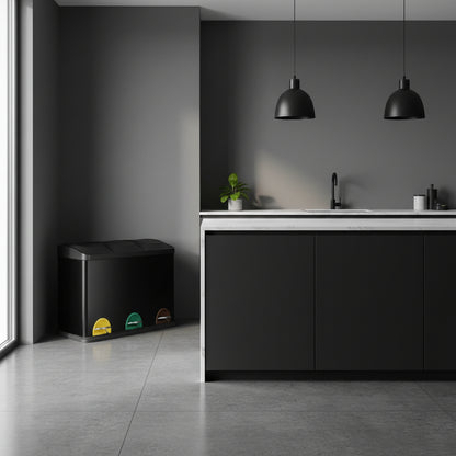 poubelle tri selectif cuisine pedale anti odeurs hermetique design TriHarmonyPlus