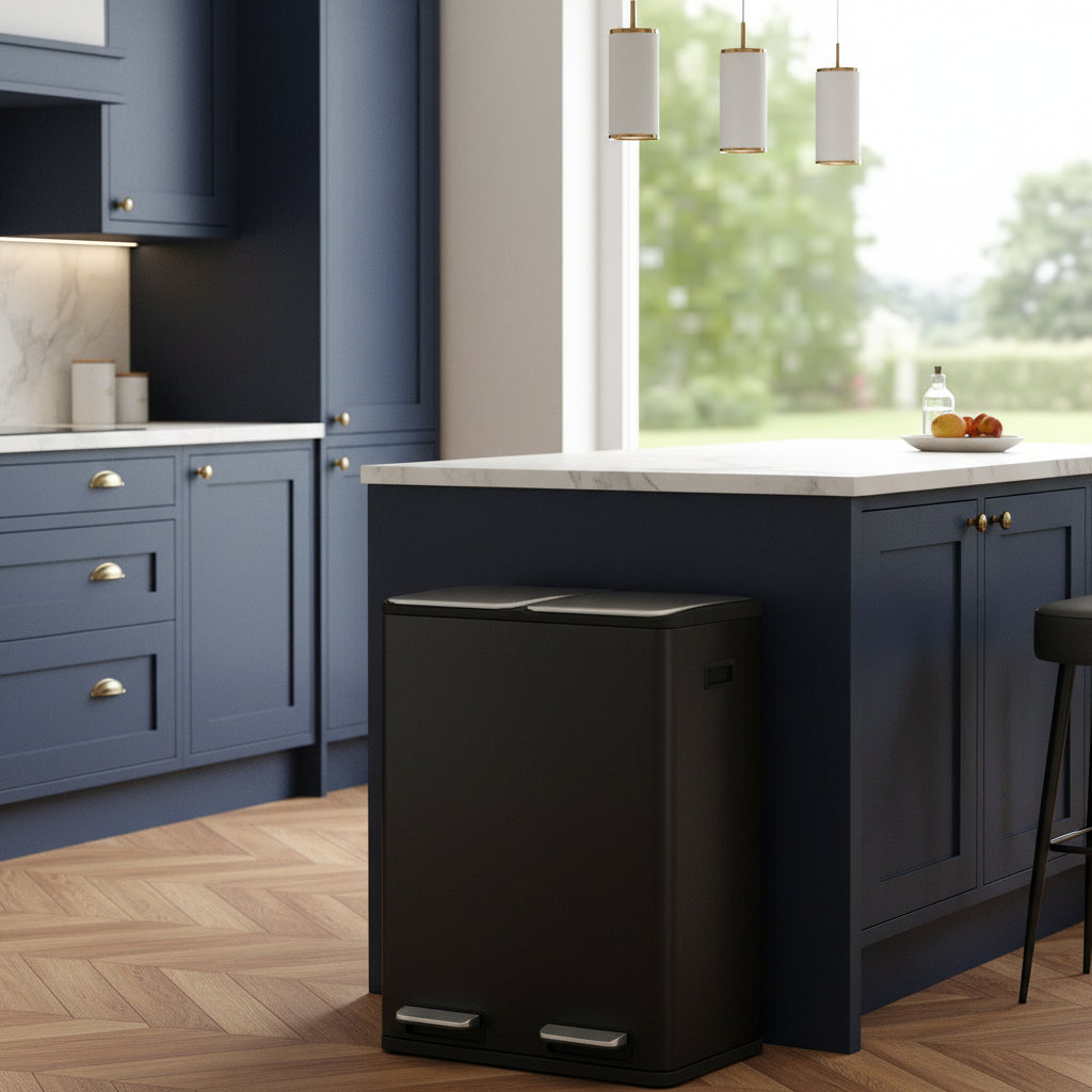 Poubelle tri sélectif poignées latérales déplacement facile durable EcoElegance Duo60L