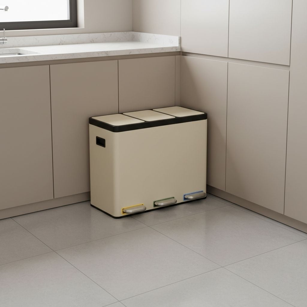 Poubelle tri selectif recyclage facilité dans cuisine rangée TripleClean Light