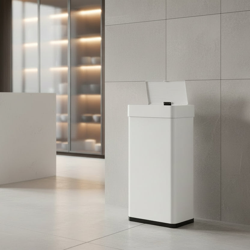 Poubelles automatiques 50l capteur infrarouge ouverture simple blanc MotionLuxeSingle50