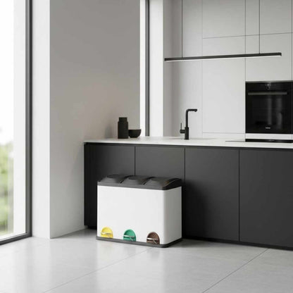 poubelles compartiments 45L capacite XXL inox TriHarmonyPlus