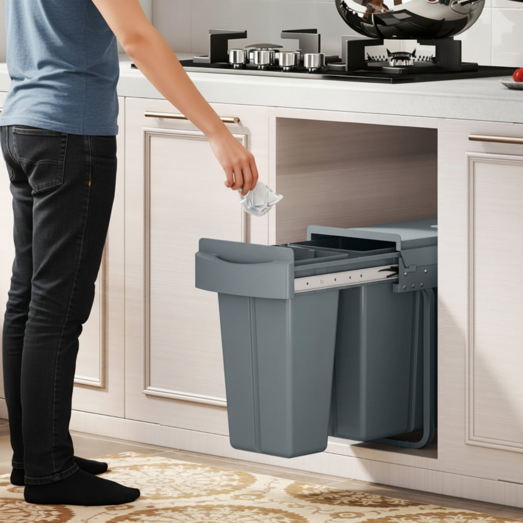 Poubelles coulissantes sous evier 30L double bac tri BacCoulissant