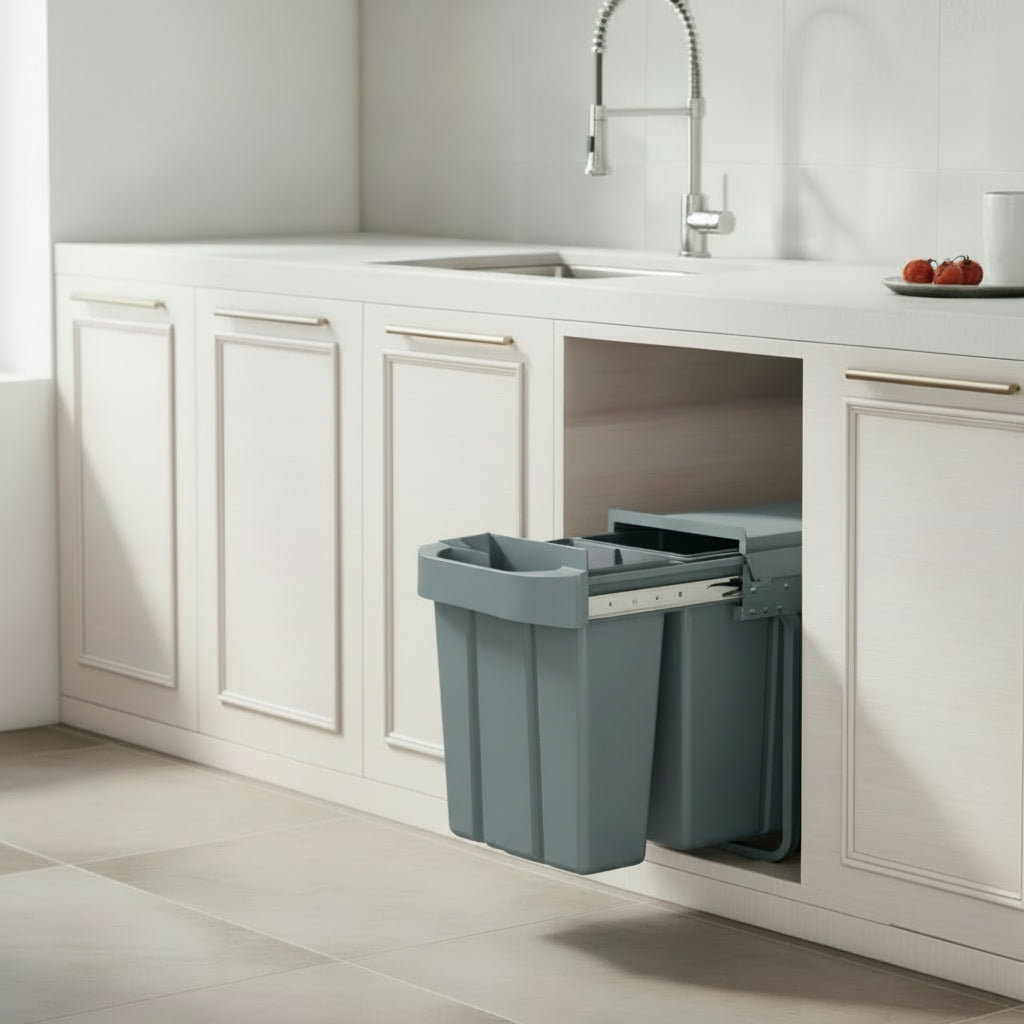 Poubelles coulissantes sous evier ouverture une main poignée ergonomique BacCoulissant