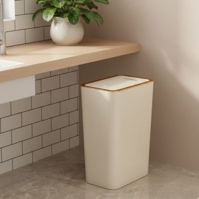 poubelles de cuisine design minimaliste ouverture hygiénique creme LineaTouch