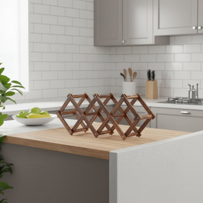 range bouteille bois pliable design naturel carbonise cinq bouteilles