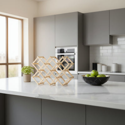 Range bouteille en bois naturel compact décoratif dix bouteilles