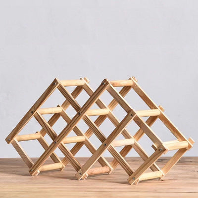 Range bouteille en bois pin naturel solide pliable six bouteilles