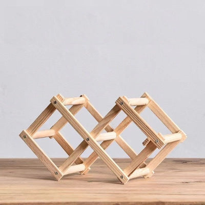 Range bouteille en bois pin naturel solide pliable trois bouteilles