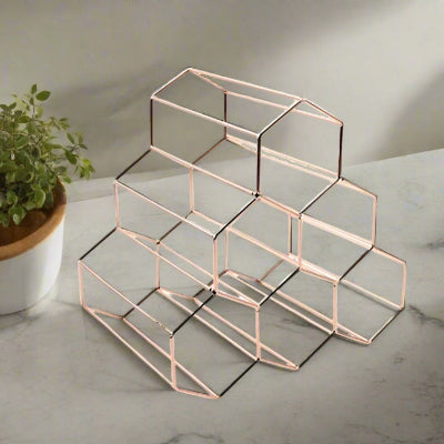 Range bouteille métal or rose structure nid d’abeille premium