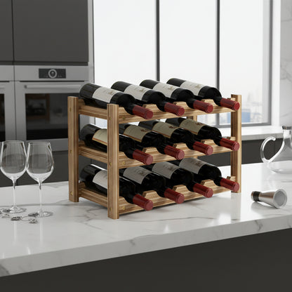 Range bouteille meuble bois pour 12 bouteilles 3 couches VineaGrille