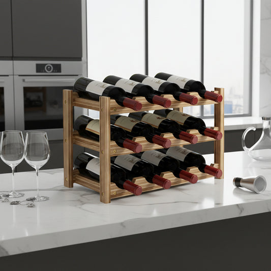 Range bouteille meuble bois pour 12 bouteilles 3 couches VineaGrille
