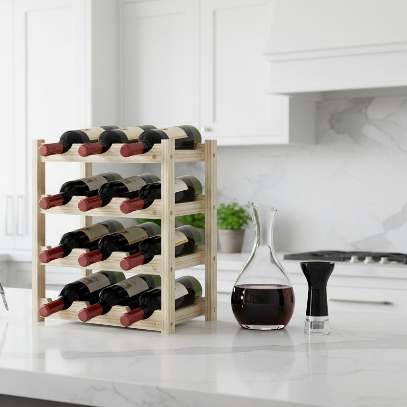 Range bouteille meuble bois pour 12 bouteilles 4 couches VineaGrille