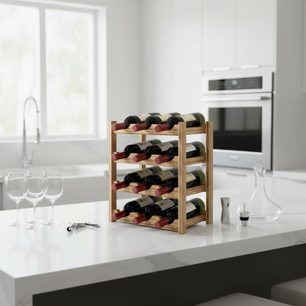 Range bouteille meuble rangement optimal 12 bouteilles 4 niveaux VineaGrille