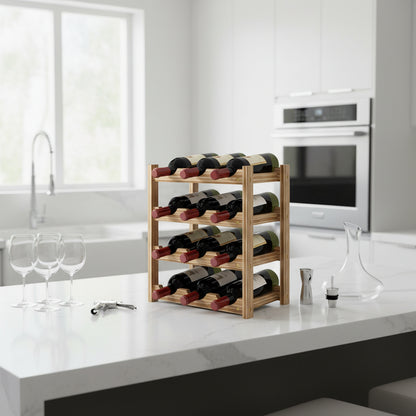 Range bouteille meuble rangement optimal 12 bouteilles 4 niveaux VineaGrille