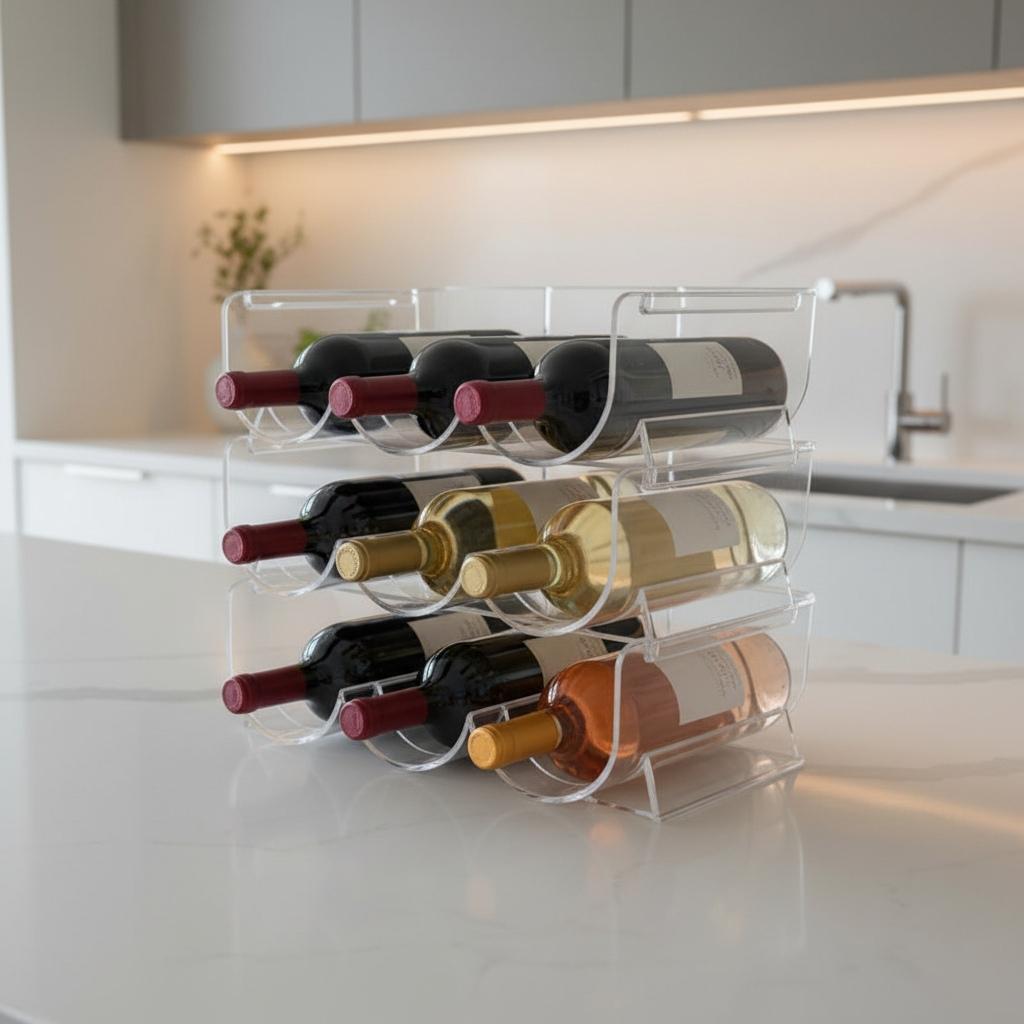 range bouteille placard transparent empilable capacité triple trois bouteilles