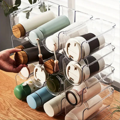 Range bouteille pratique transparent empilable avec accès frontal