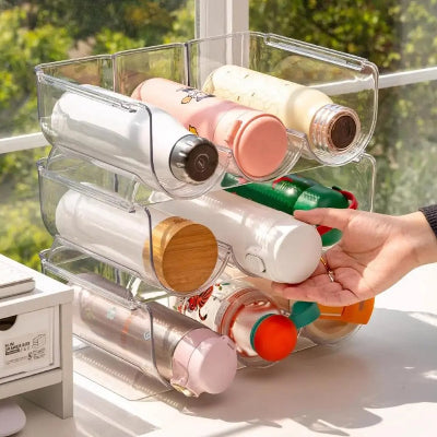 Range bouteille transparent capacité triple accès immédiat aux boissons