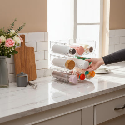 range bouteille transparent capacite triple acces rapide aux boissons