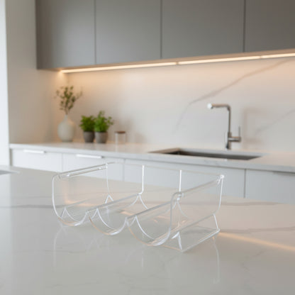 range bouteilles de vin transparent empilable capacite trois bouteilles clarovino