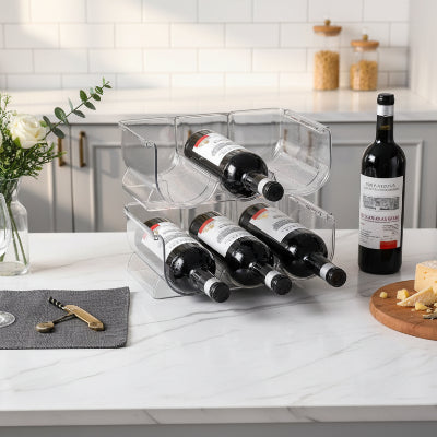 Range bouteilles de vin transparent empilables modulaires capacité triple