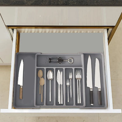 range couvert extensible organisation optimale tiroir gris étendu ModuloCouverts