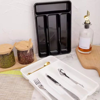 range couvert tiroir compact pratique blanc noir 4 compartiments NettiK