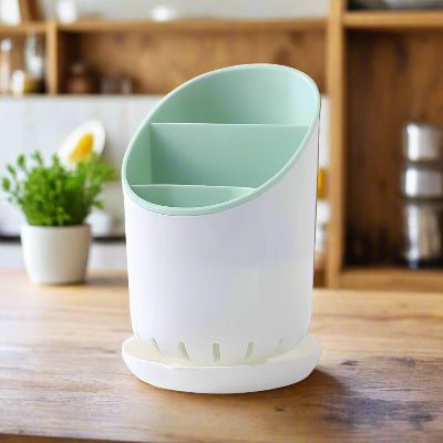 range couverts cylindrique compact élégant avec égouttoir intégré vert Orga360Viva