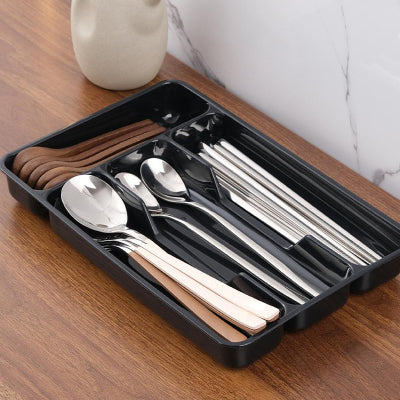 range couverts pour tiroir 4 sections pour cuisine organisée ClairNetNoir