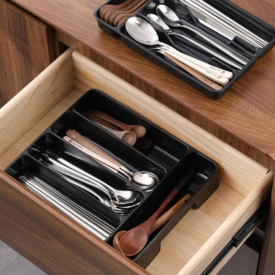 range couverts pour tiroir 5 compartiments pour tous tiroirs ClairNetNoir