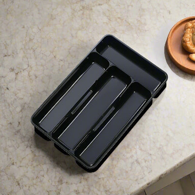 range couverts pour tiroir plastique noir 4 compartiments ClairNet noir