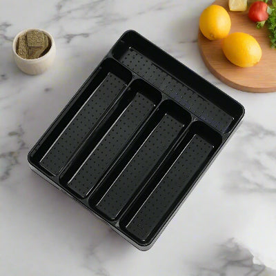 range couverts pour tiroir plastique noir 5 compartiments ClairNet noir