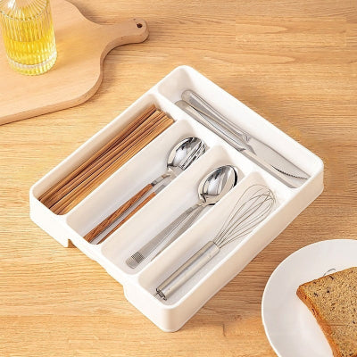 range couverts tiroir blanc modulable 5 compartiments ClairNet Blanc