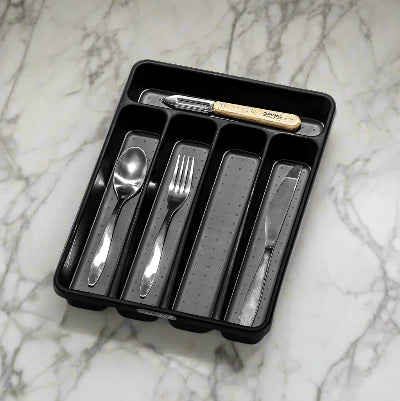 range couverts tiroir ergonomique pratique 5 compartiments ClairNet noir