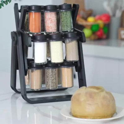 range epice cuisine style roue noir avec pots en verre Épicéleste™