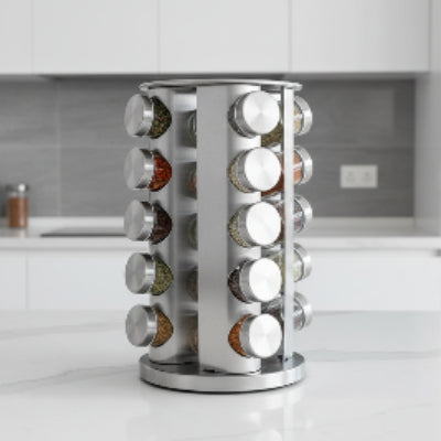 range épices cuisine 5 couches avec 20 pots verre Rotarome