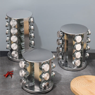 Range épices en inox argenté style contemporain Rotarome