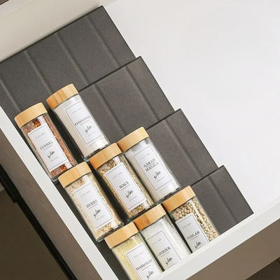 range épices pour tiroir 4 niveaux noir modulable disposition verticale