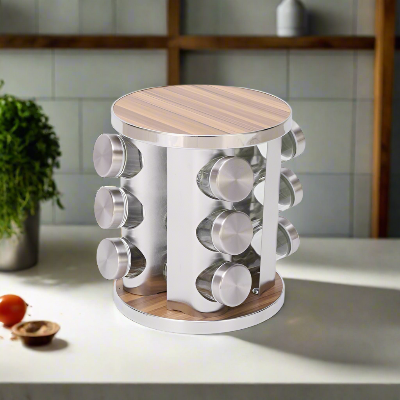 range épices verre et acier Tourbillon Gourmet modèle rond